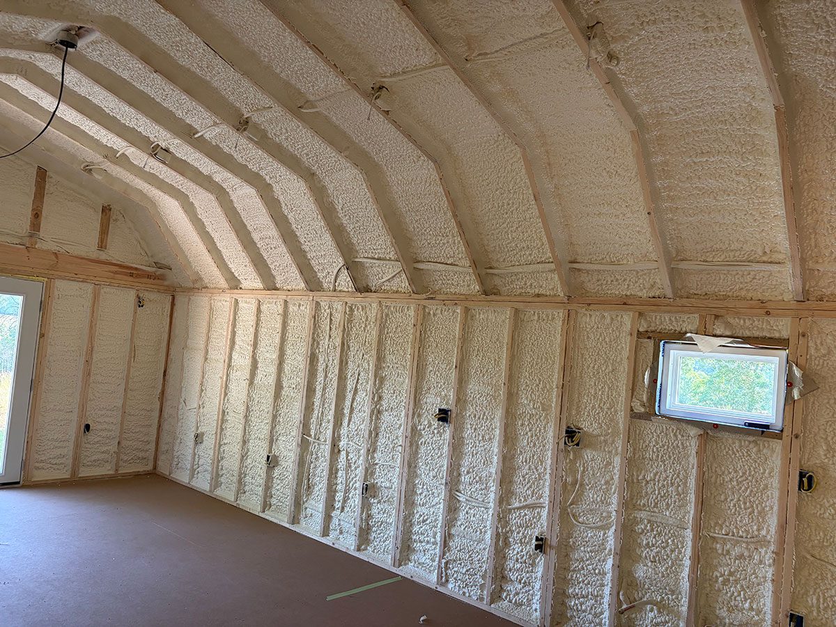 Open-cell spray foam insulation in a Mississippi home