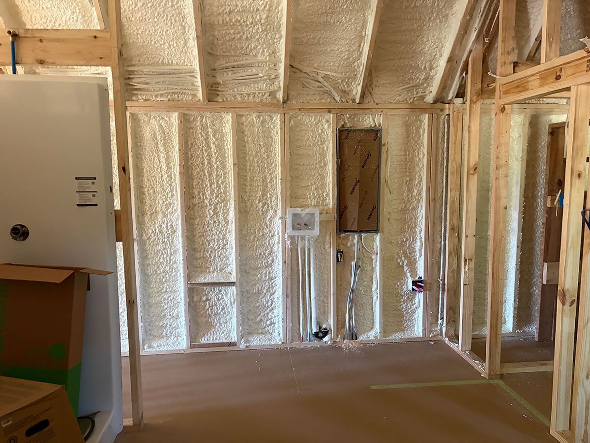 Open-cell spray foam on metal building ceiling — Mississippi